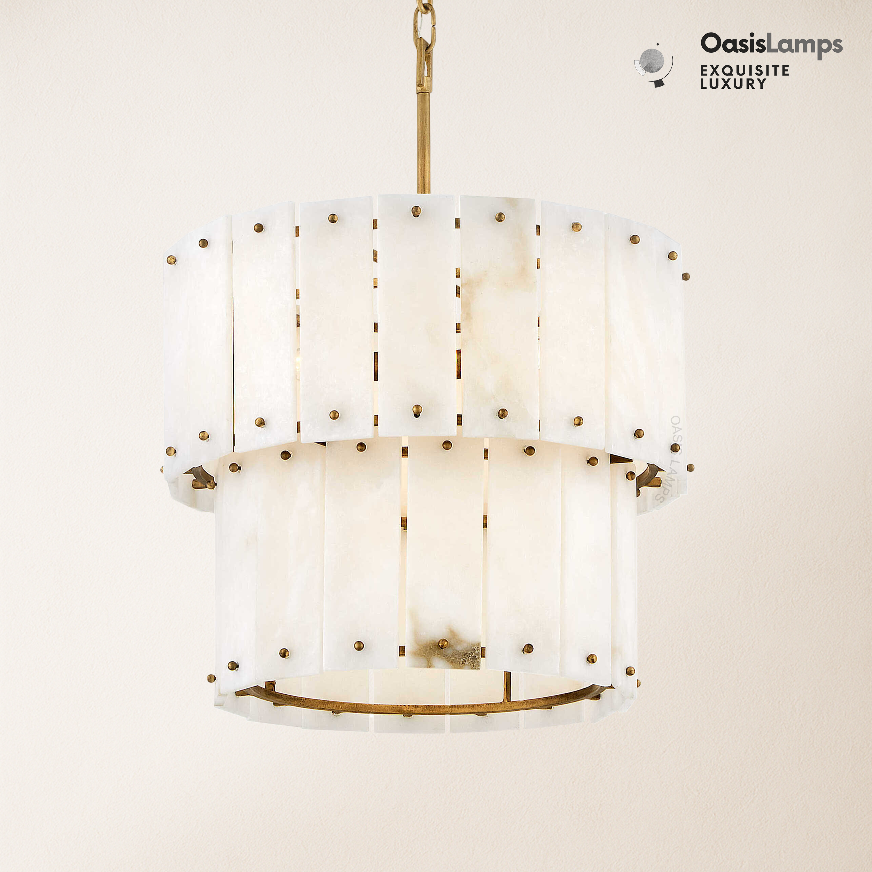 Rancho Alabaster Flake 2-Tier Round Chandelier (Small)