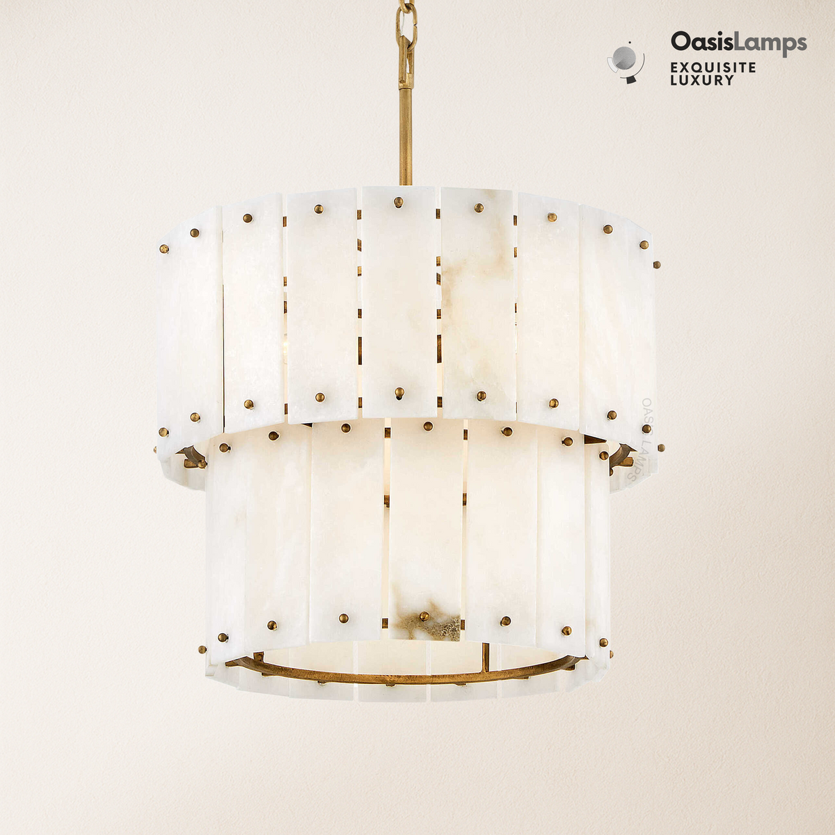 Rancho Alabaster Flake 2-Tier Round Chandelier (Small)