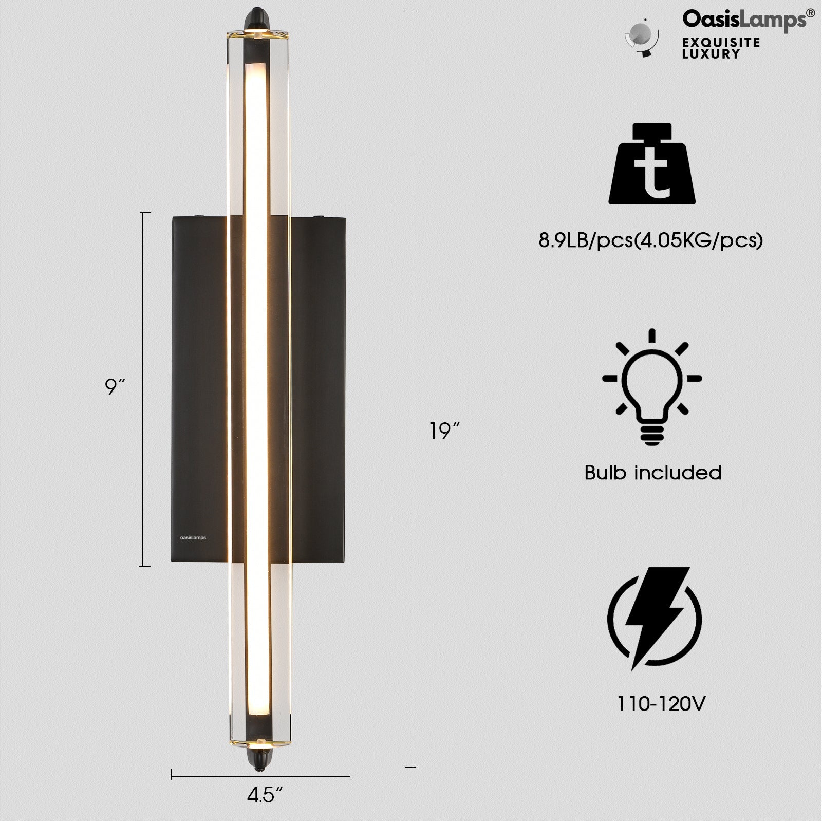 Clara Glow Crystal Wall Sconce 19"#color_black,style_single crystal