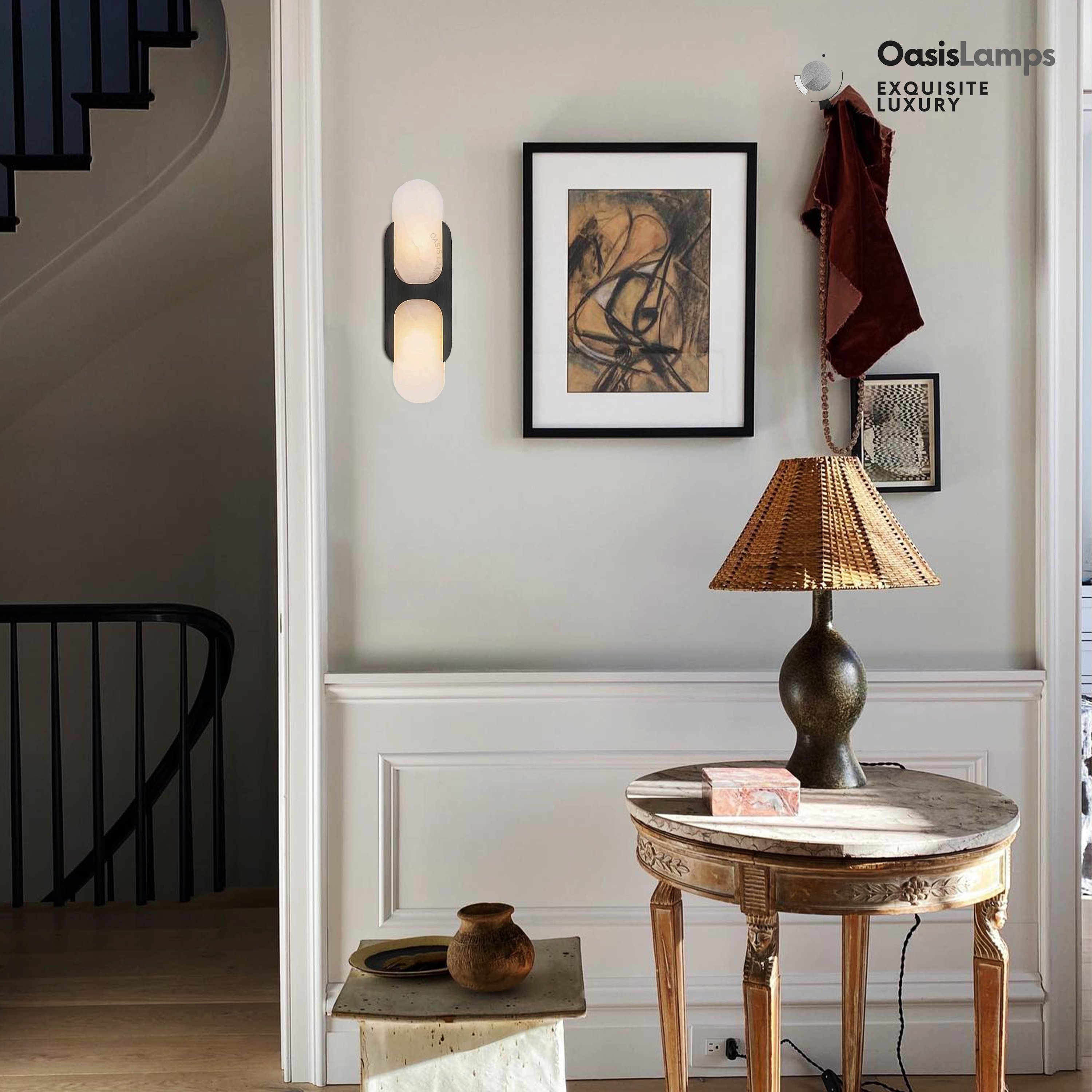 Odin Alabaster Medium Wall Sconce 14"H#Color_Bronze