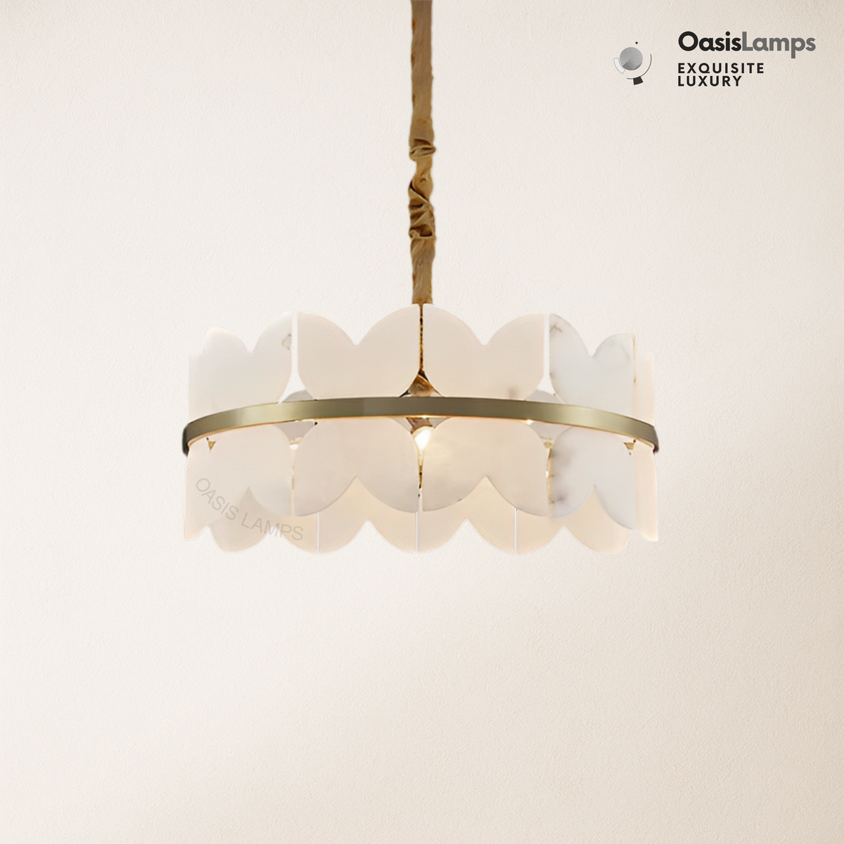 Alabaster Cloudscape Brass 1-Layer Chandelier#Colour_Brass,size_1 Layer Dia 11.8″(30cm) x H 8.7″(22cm)