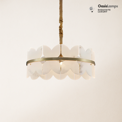 Alabaster Cloudscape Brass 1-Layer Chandelier#Colour_Brass,size_1 Layer Dia 11.8″(30cm) x H 8.7″(22cm)