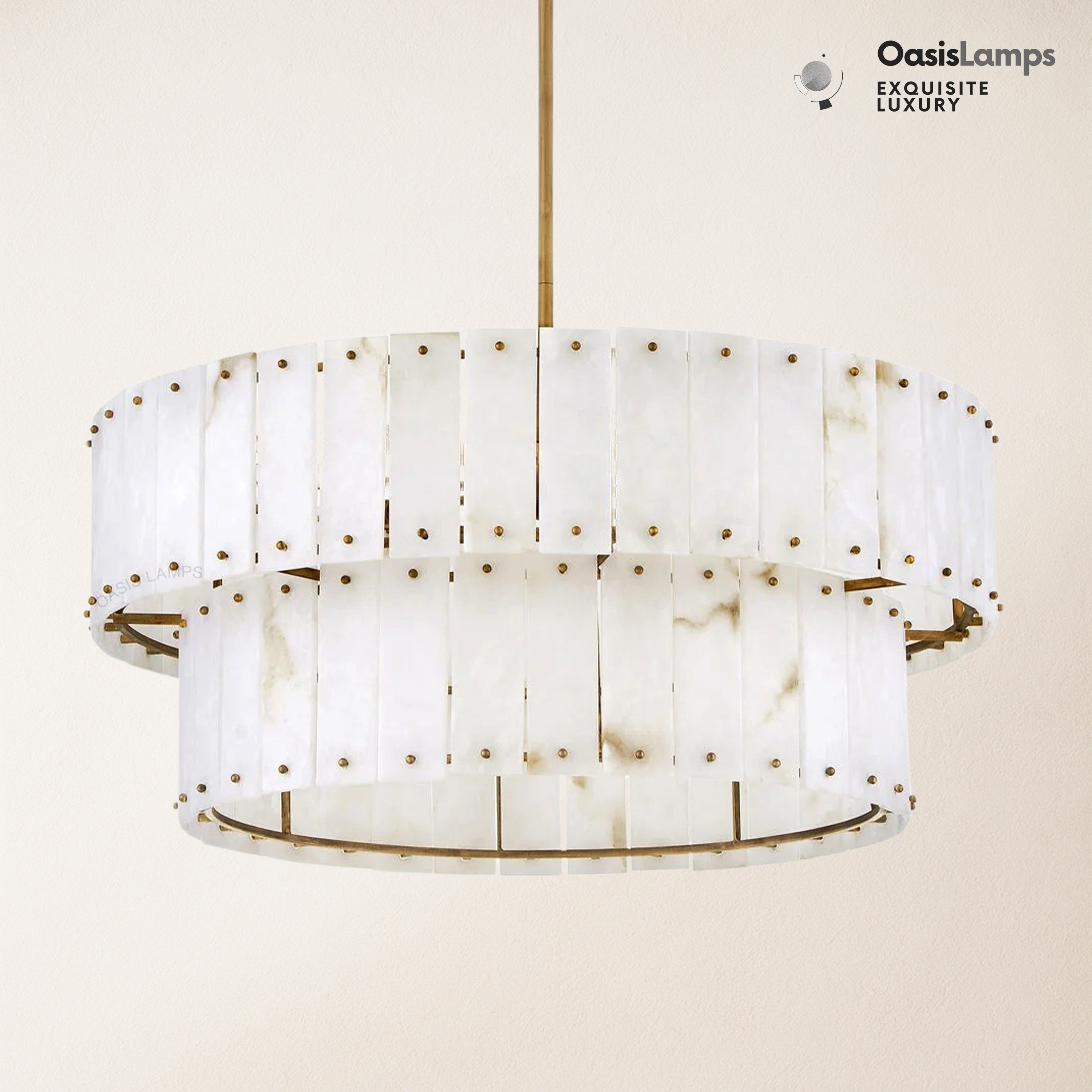 Rancho Alabaster 2-Tier Round Chandelier (34.25"D )