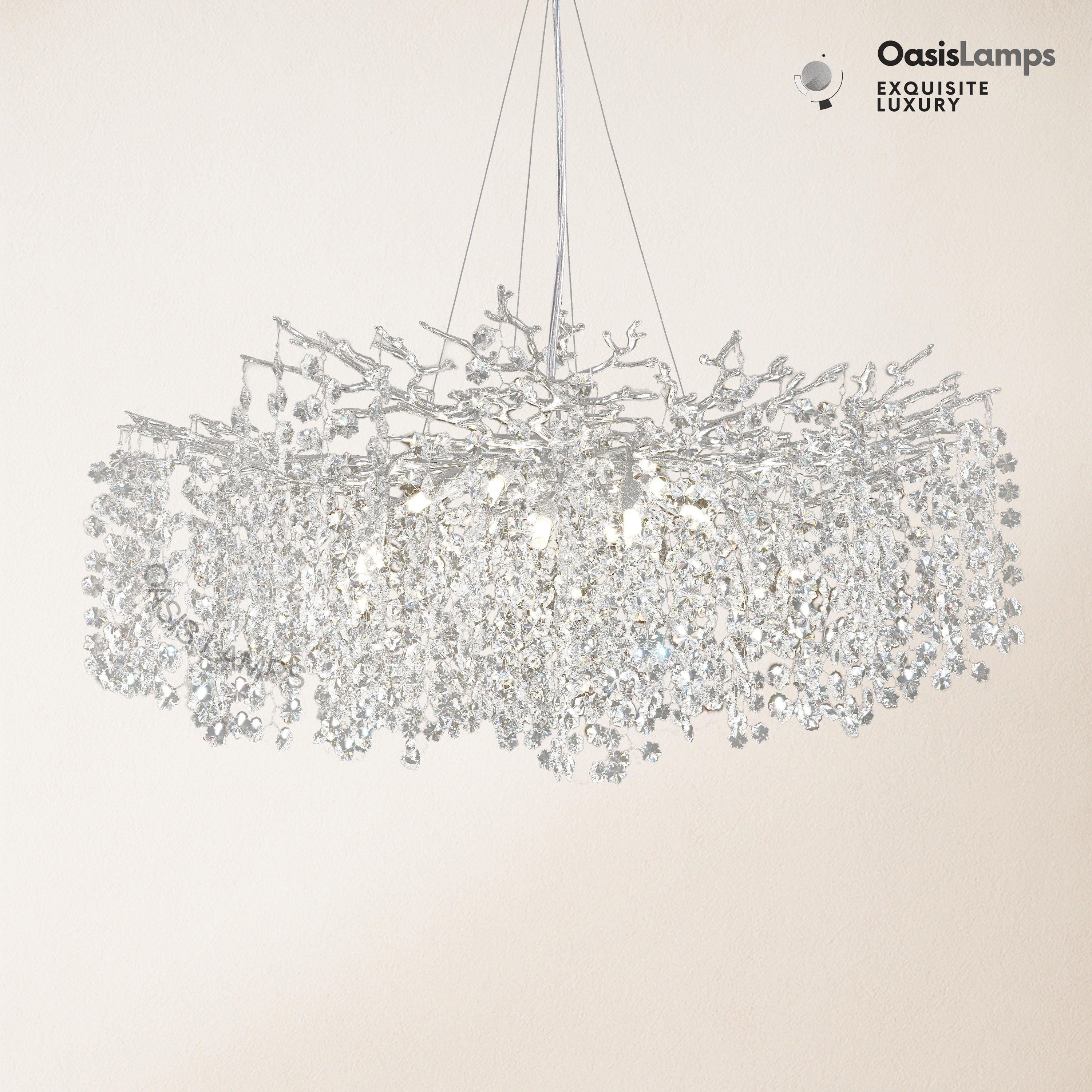 Lustre Branches Crystal Round Chandelier for All Rooms 30" 40"#Color_Silver,Size_D-30inch