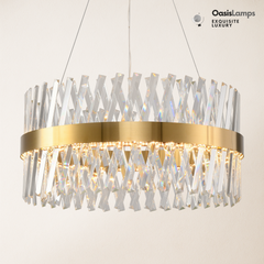 Vetro Prism Crystal Round Chandelier 23.6" 31.5" 40"D#Color_Brass,size_23.6"D