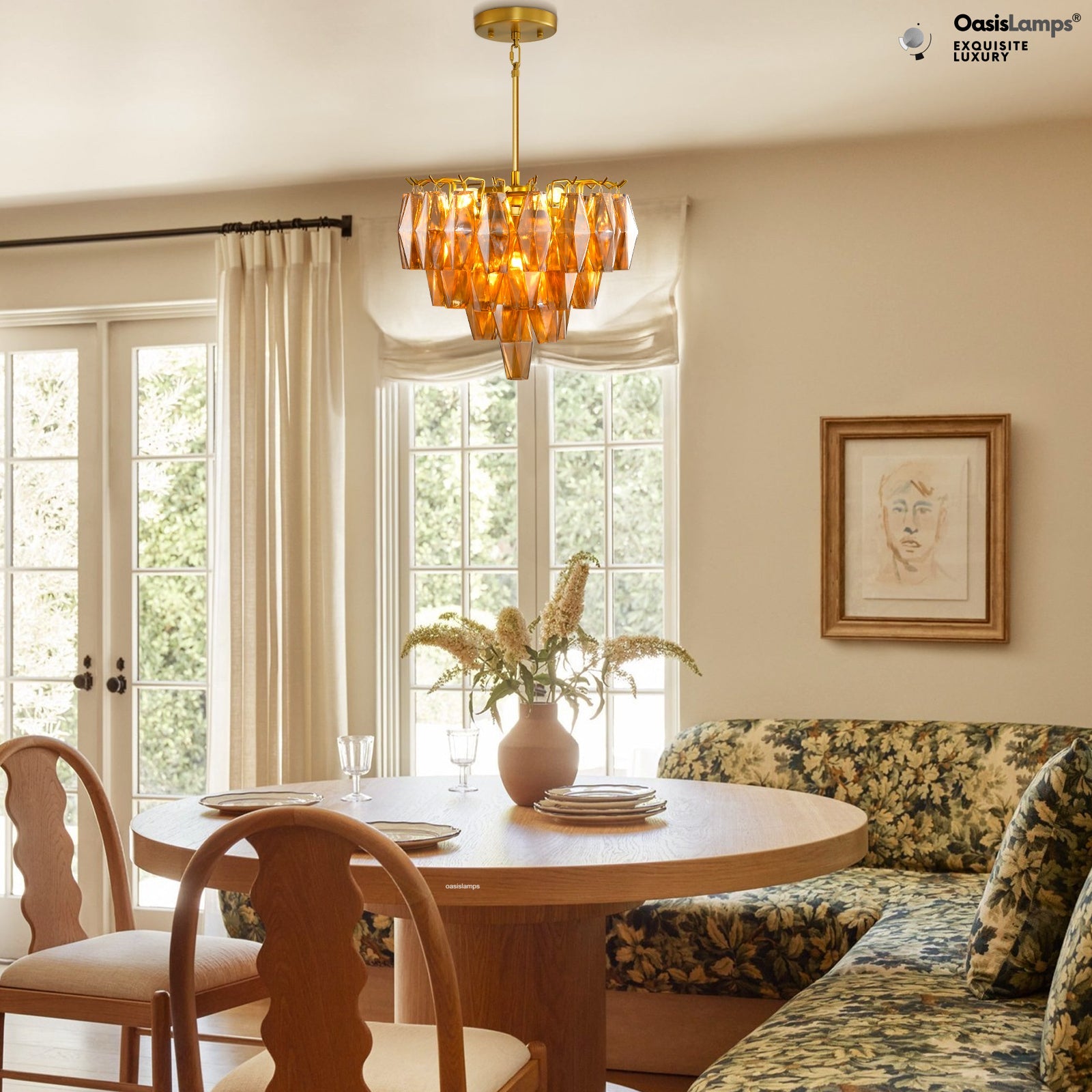 Celestial Drop Pendant 17"D#color_brass