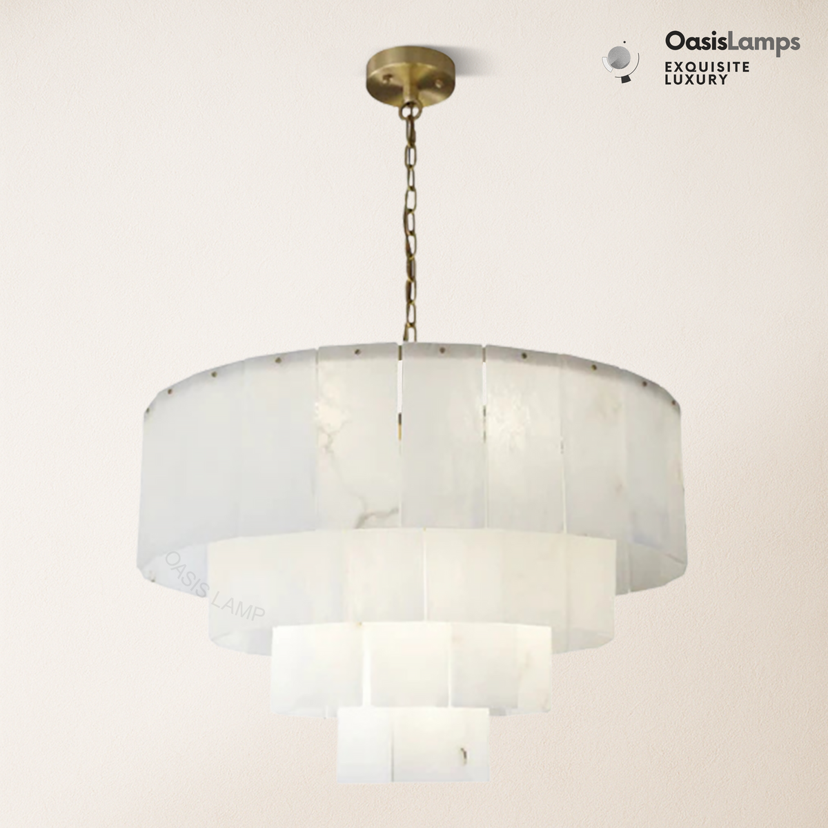 Dineve Modern Alabaster Multi-Layer Round Chandelier D31"