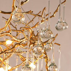 Teardrop Branch Brass Crystal Chandelier 31" 39"