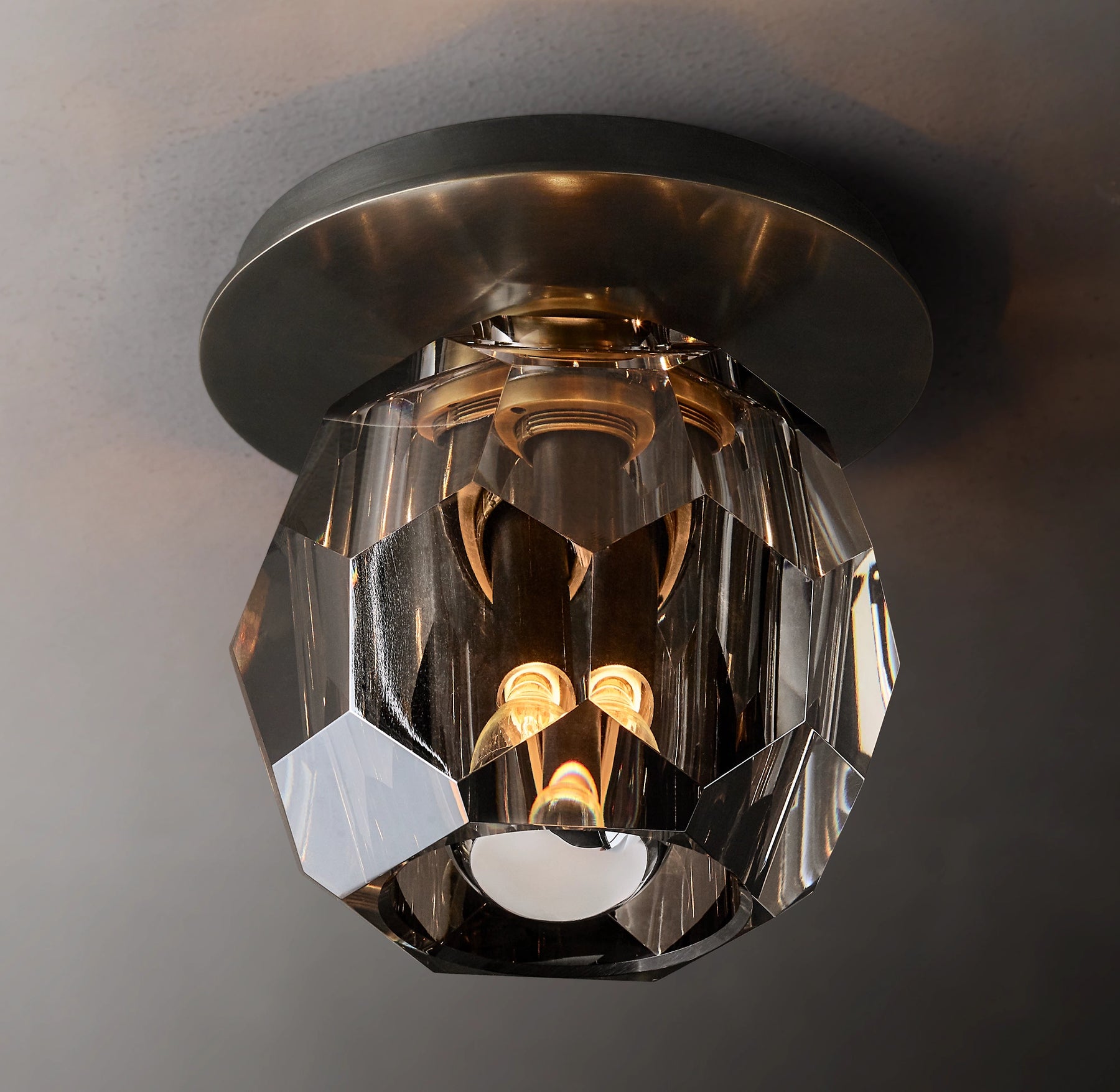 Belle De Crystal Ball Smoke Flush Mount