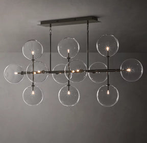 Glass Globe Mobile Linear Chandelier 58′′ 12-Lights