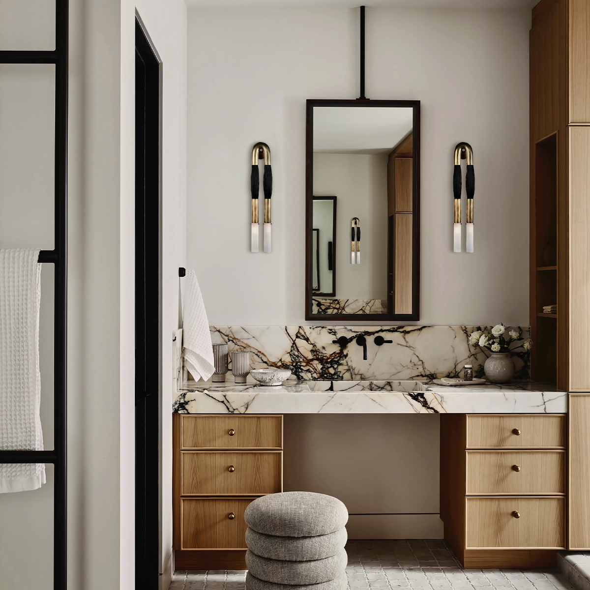 Horsehair Solid Brass Wall Sconce 30''H