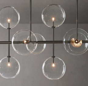 Glass Globe Mobile Linear Chandelier 58′′ 12-Lights