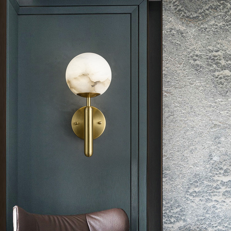 Opulent Alabaster Global Wall Light, Bedroom Wall Light