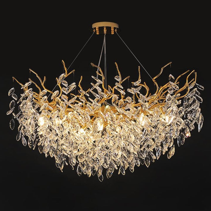 David Round Crystal Branch Chandelier