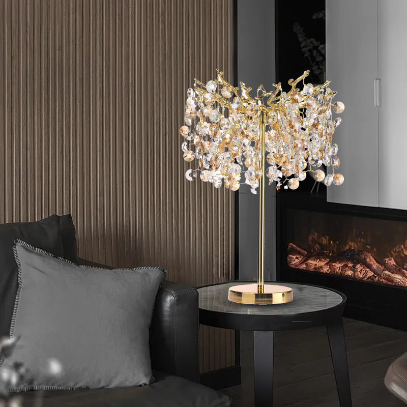 Circe Clear Crystal Table Lamp For Bedroom, Gold Table Lamp