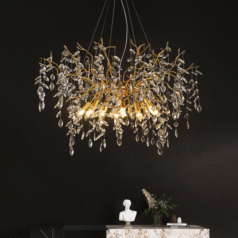 Crystal Raindrop Chandelier Large Hanging Ceiling Light Fixture 39.5" D