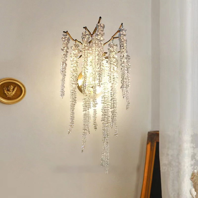 Justin Stylish Gold Coin Crystal Wall Sconce For Bedroom, Living Room