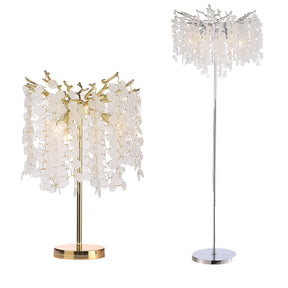 Fleur Clear Crystal Table Lamp For Bedroom, Gold Table Lamp