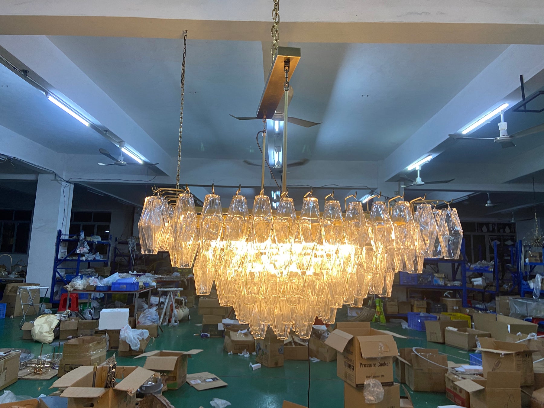 Chara Clear Glass Square Chandelier 32"