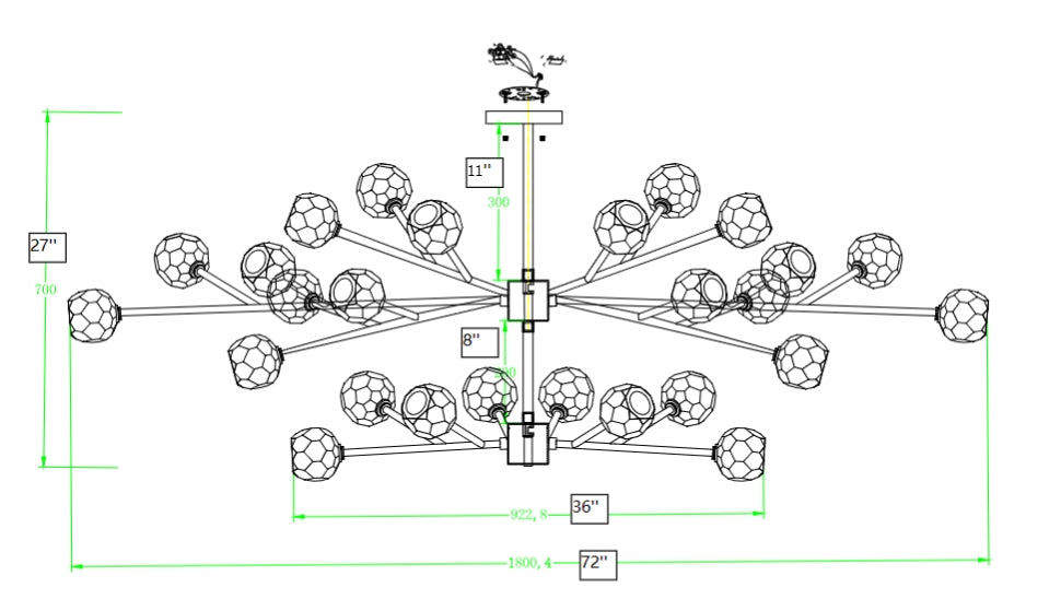 Customize- 2-Tiers Belle De Crystal Ball Chandelier  72''+36''