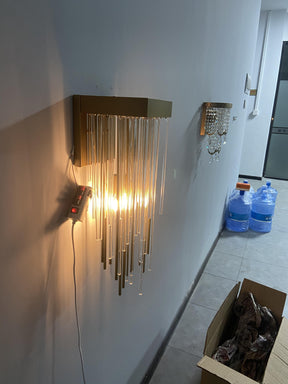 Cascade Crystal And Metal Rods Wall Sconce