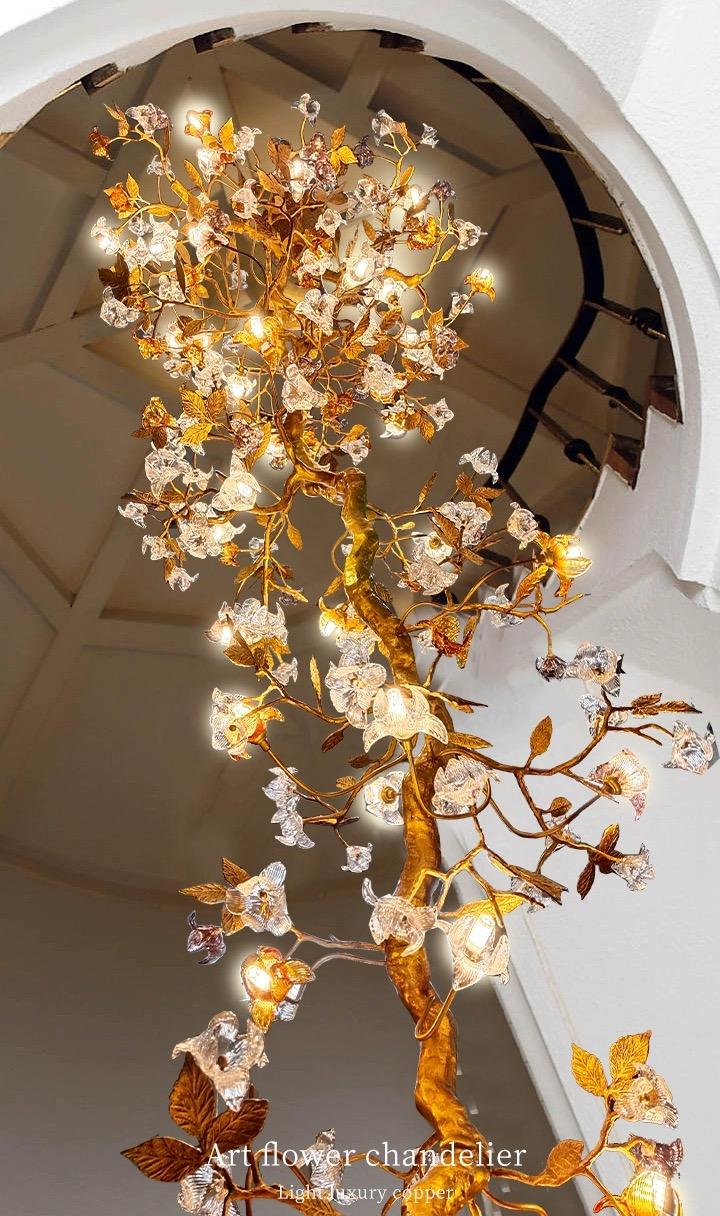 Art Flower Staircase Long Branch Chandelier