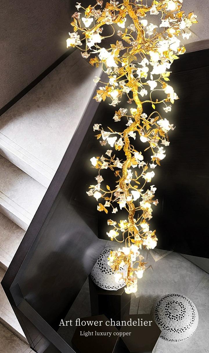 Art Flower Staircase Long Branch Chandelier