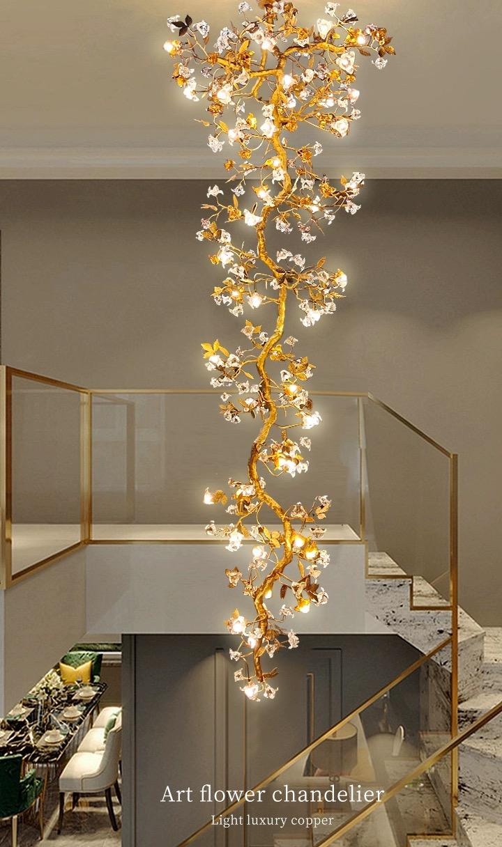 Art Flower Staircase Long Branch Chandelier