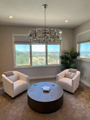 Hare Faceted Crystal Glass Round Chandelier D43"