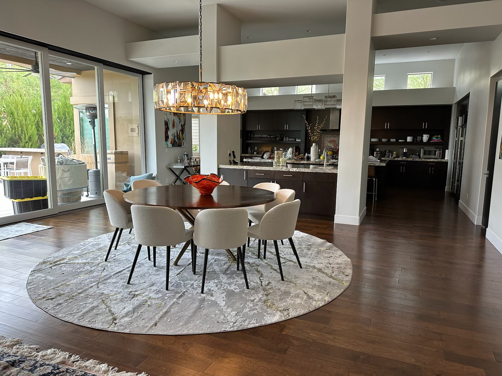 Hare Faceted Crystal Glass Round Chandelier D43"