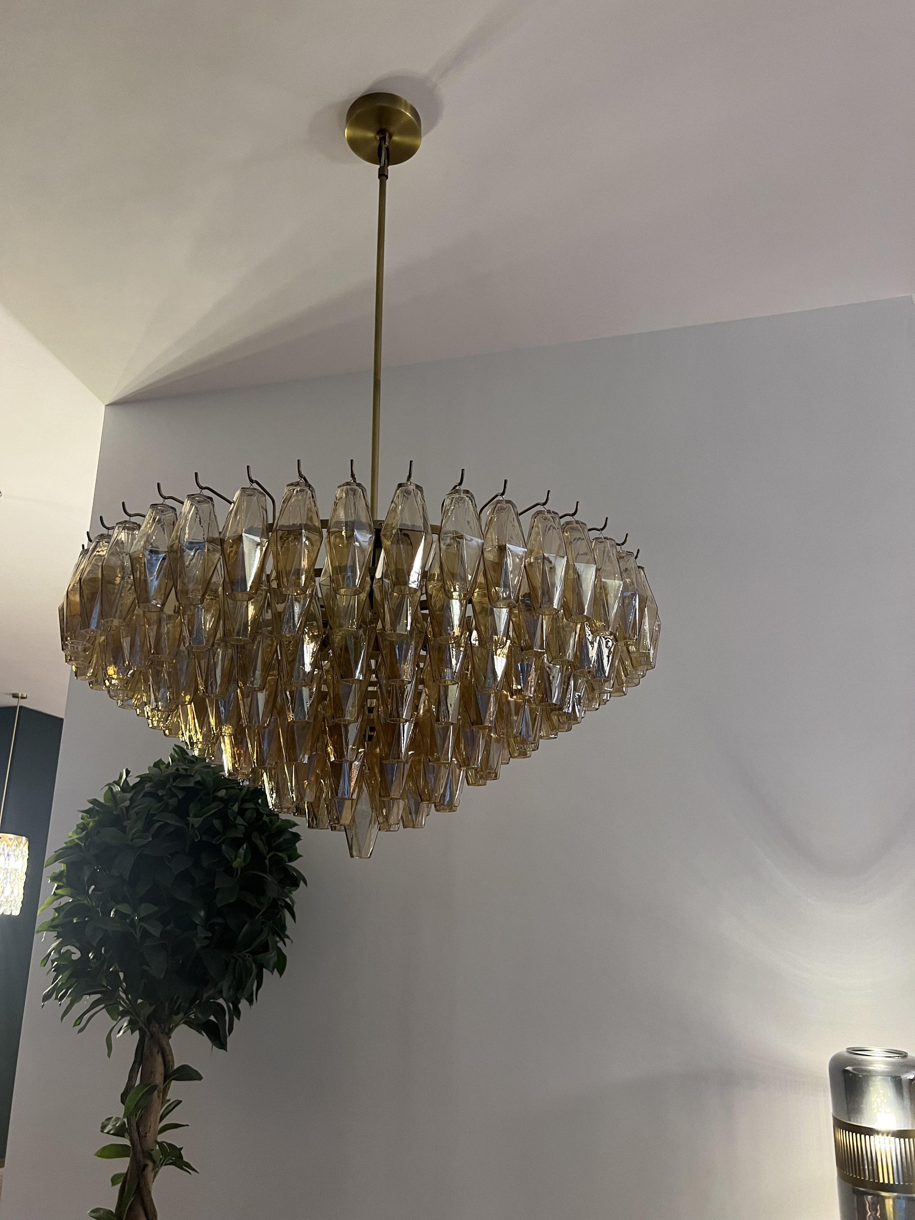 Chara Clear Glass Tiered Round Chandelier 37"