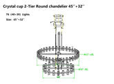 Customize-Crystal Cup Round Two-Tier Chandelier D45"+32''