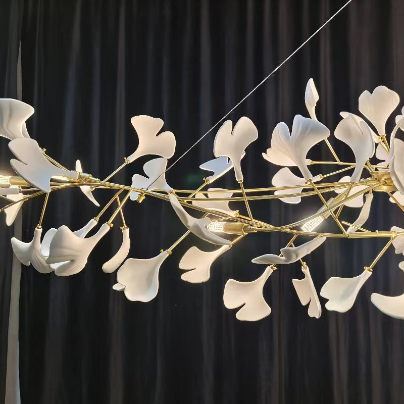 Twilight Branches Ceramic Ginkgo Leaf Large Chandelier 110'' 118'' 157''H