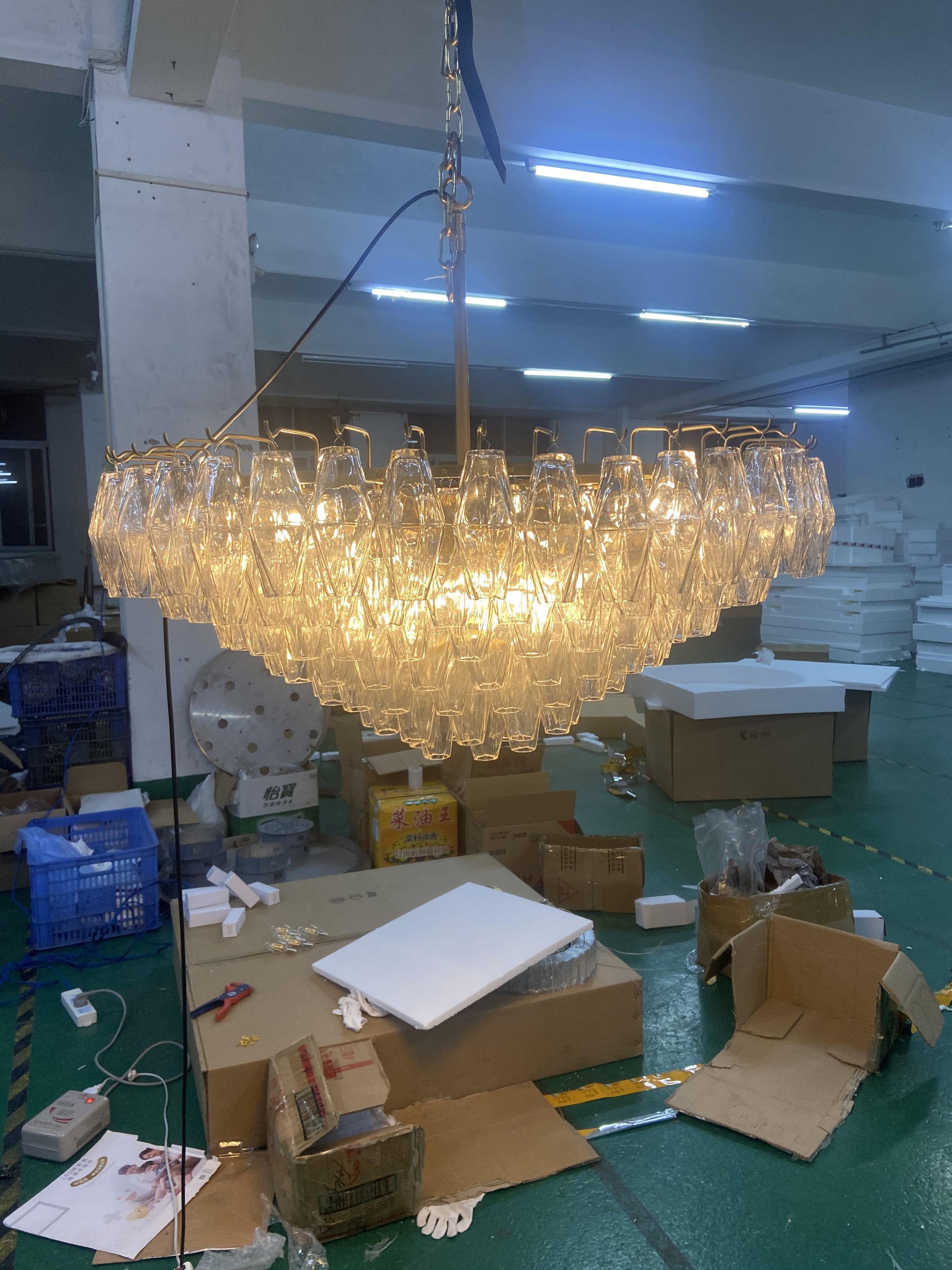 Chara Clear Glass Square Chandelier 32"