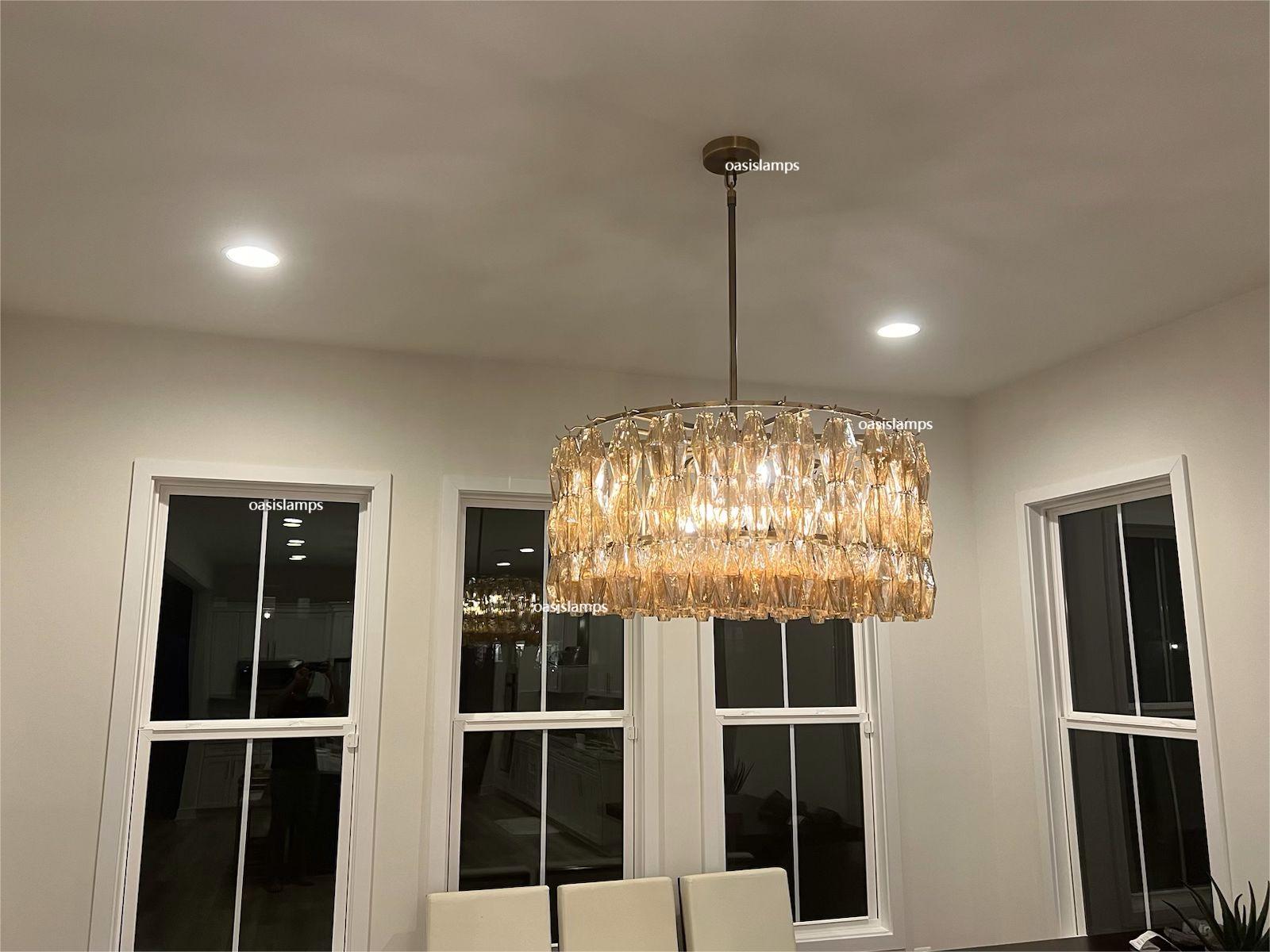 Chara Smoke Glass Round Chandelier 47"