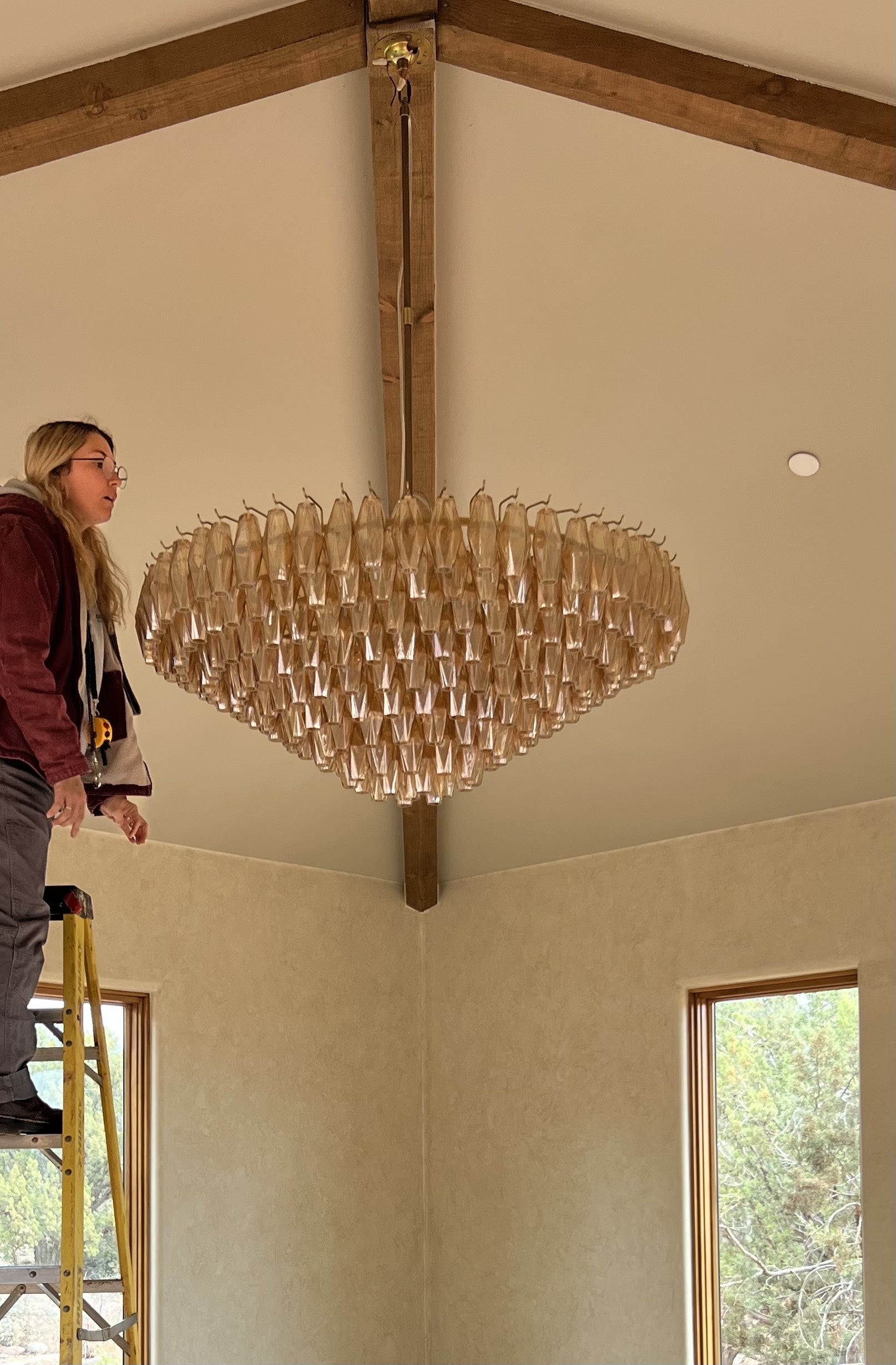 Chara Clear Glass Tiered Round Chandelier 47"