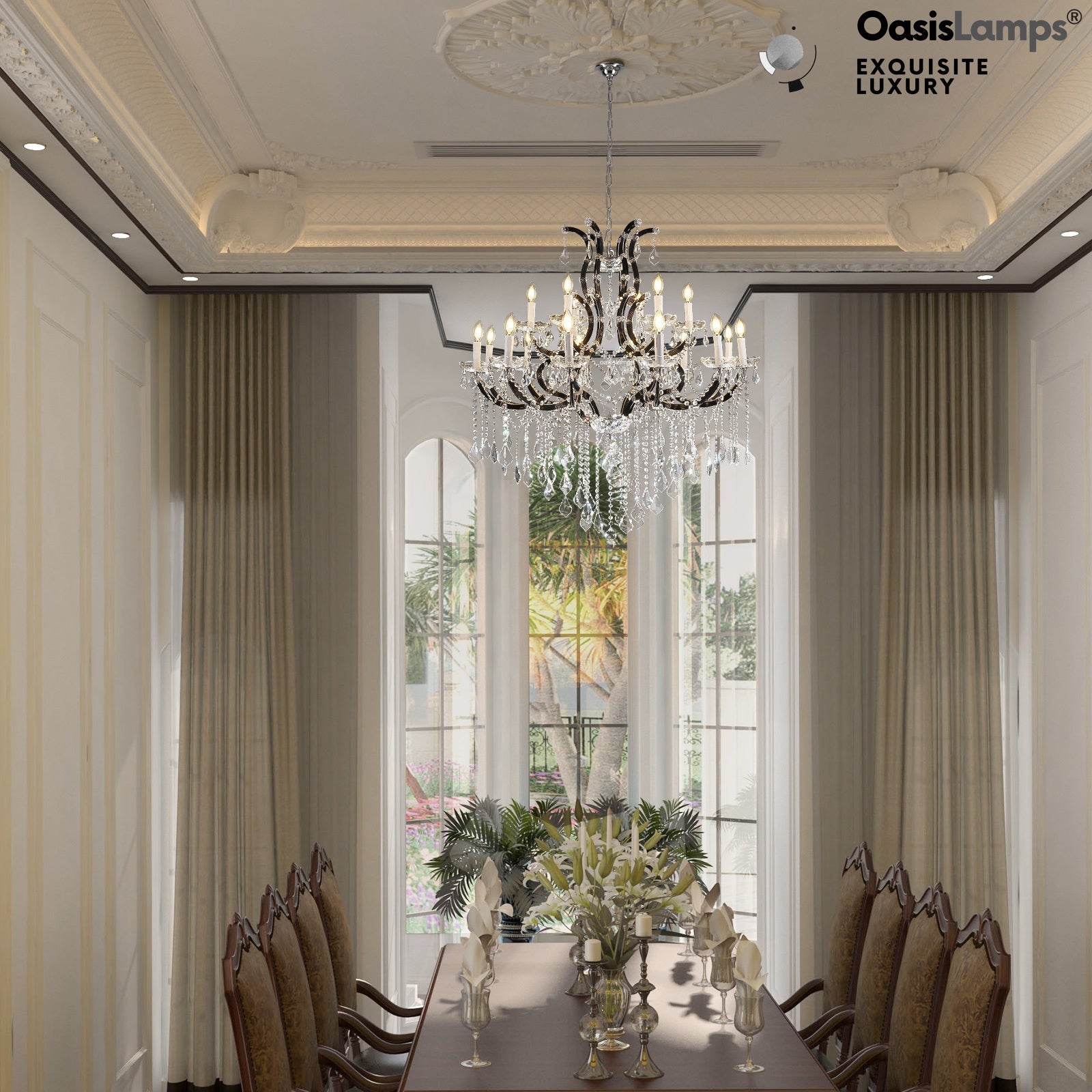 Crystal Candle Classical Chandelier 18" 40" 48"D#Size_40"