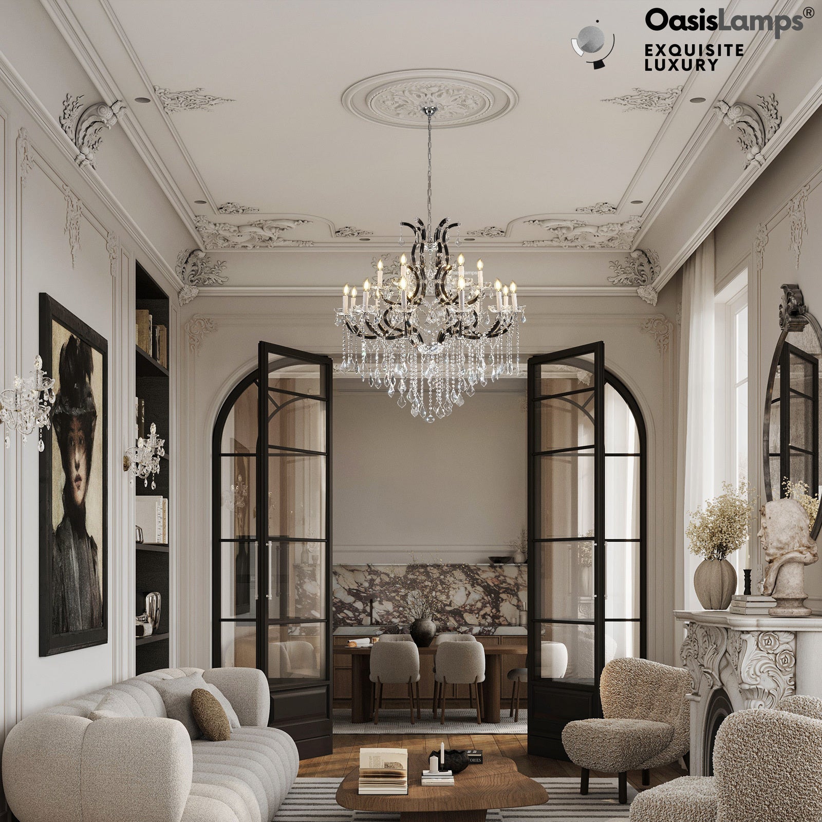 Crystal Candle Classical Chandelier 18" 40" 48"D#Size_40"