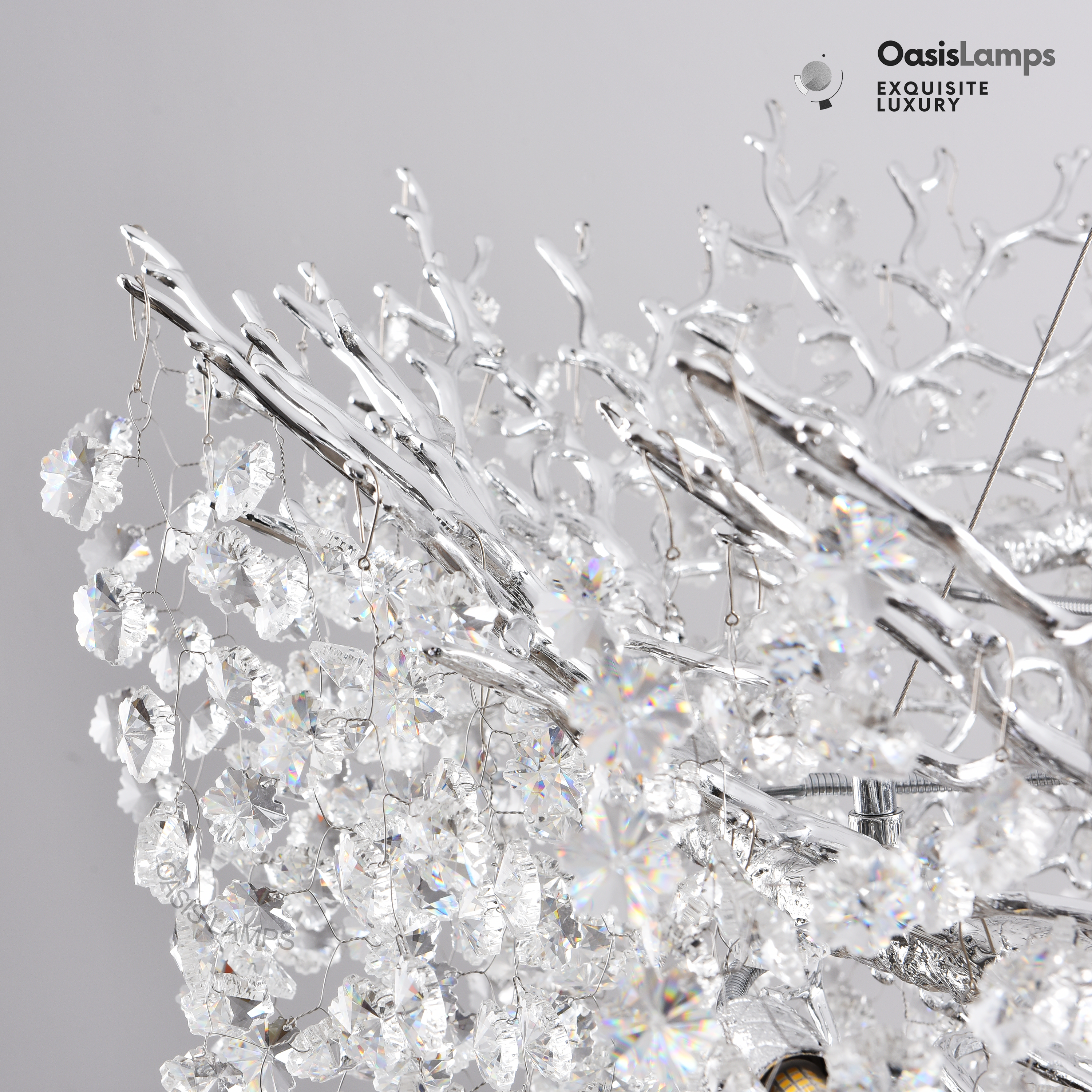 Lustre Branches Halo Chandelier 48"#color_silver