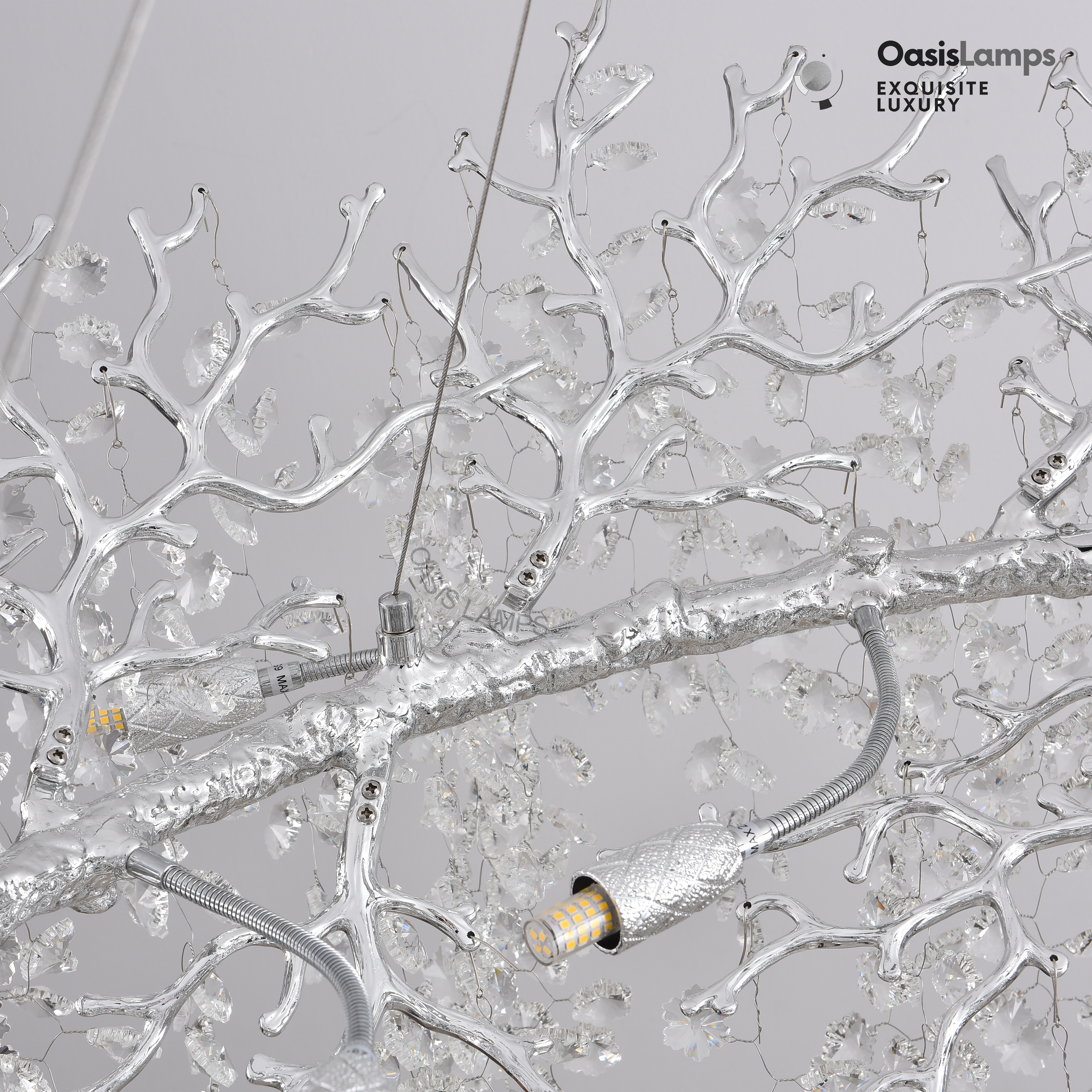 Lustre Branches Halo Chandelier 48"#color_silver