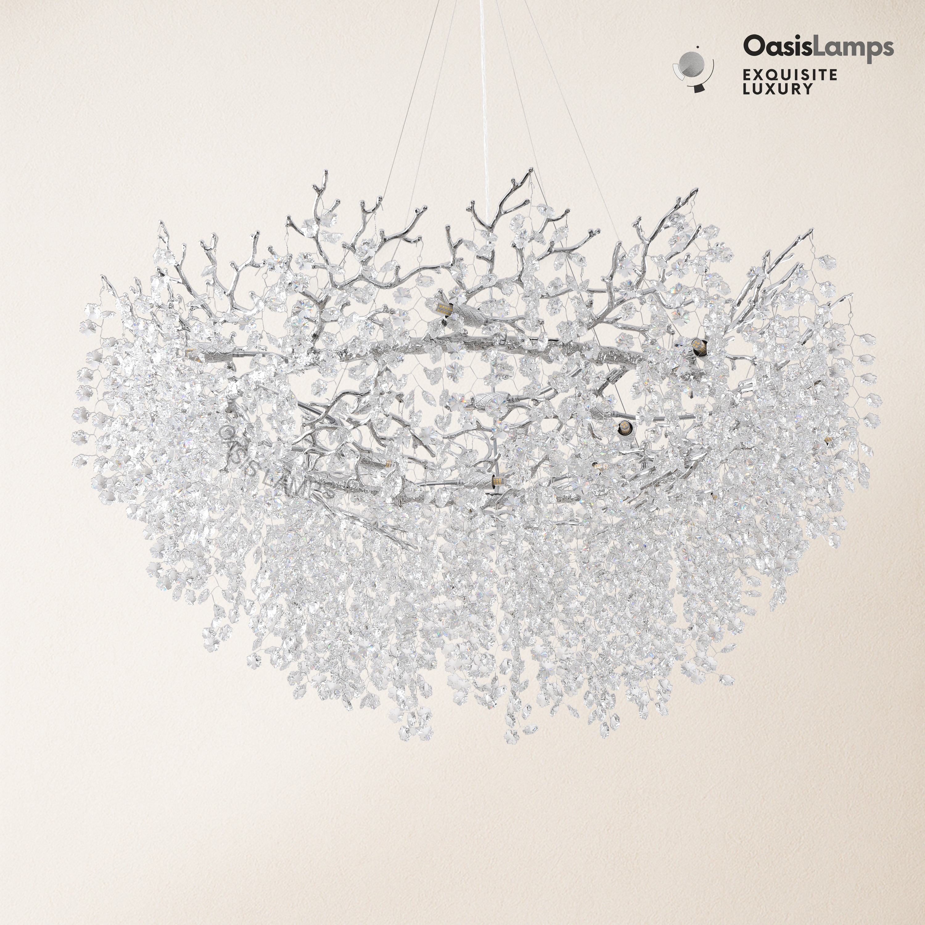 Lustre Branches Halo Chandelier 48"#color_silver