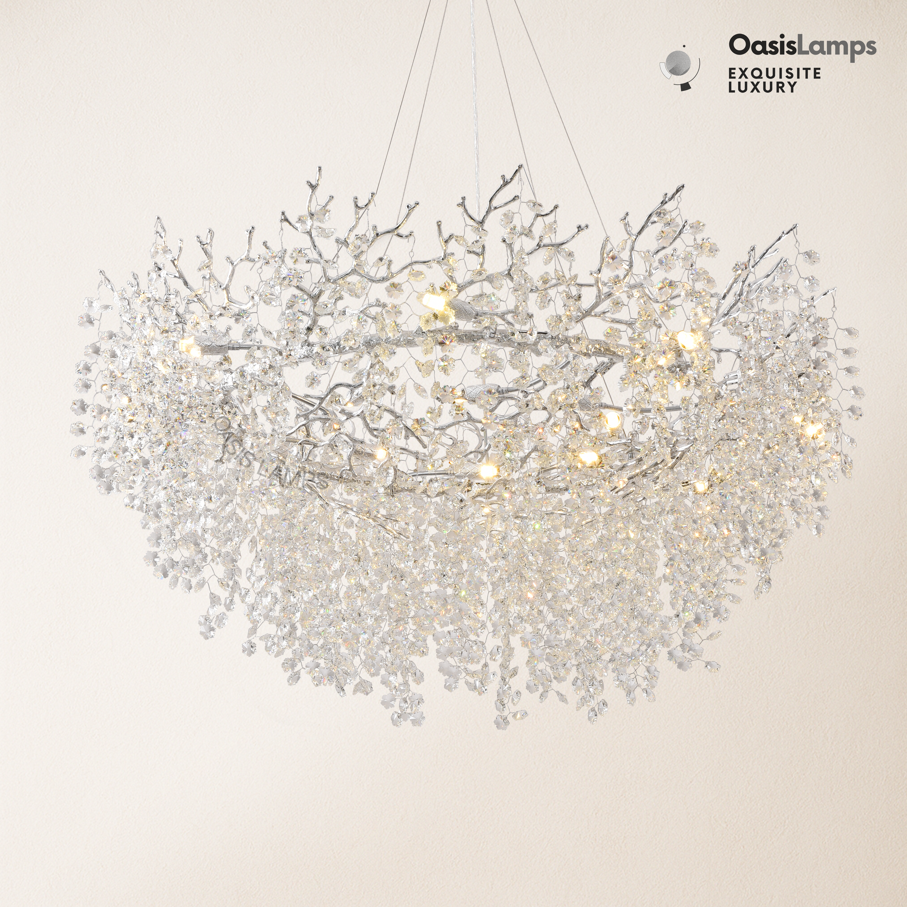Lustre Branches Halo Chandelier 48"#color_silver