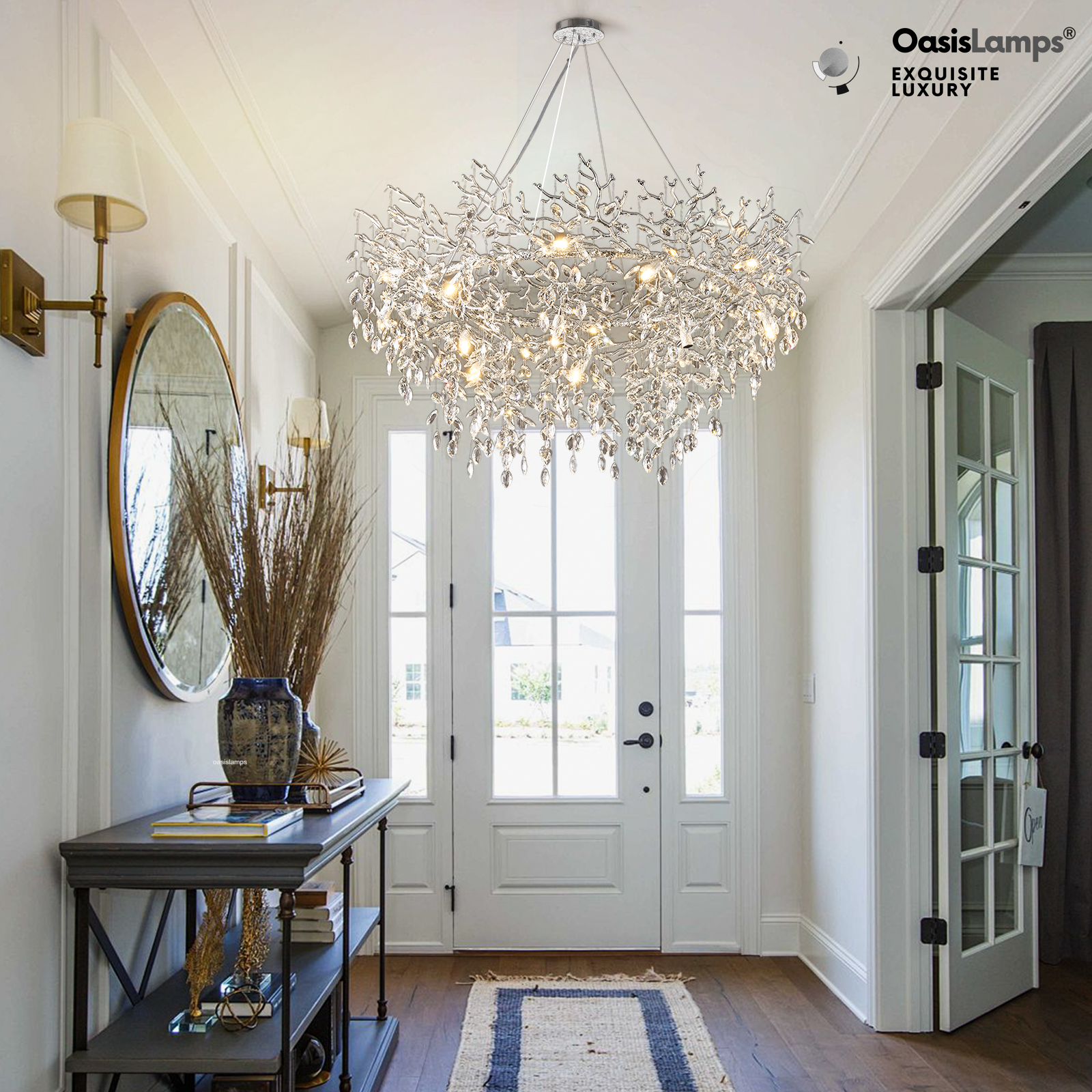 Frostleaf Branch Halo Chandelier 48"D#Color_Silver