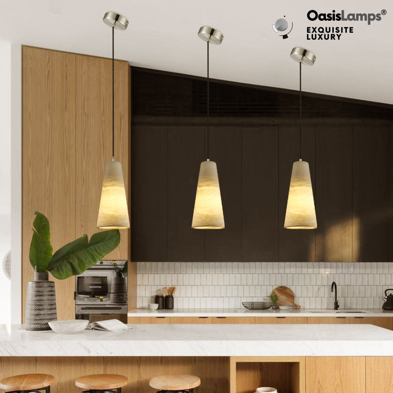 Capus Conical Alabaster Pendant#color_nickel