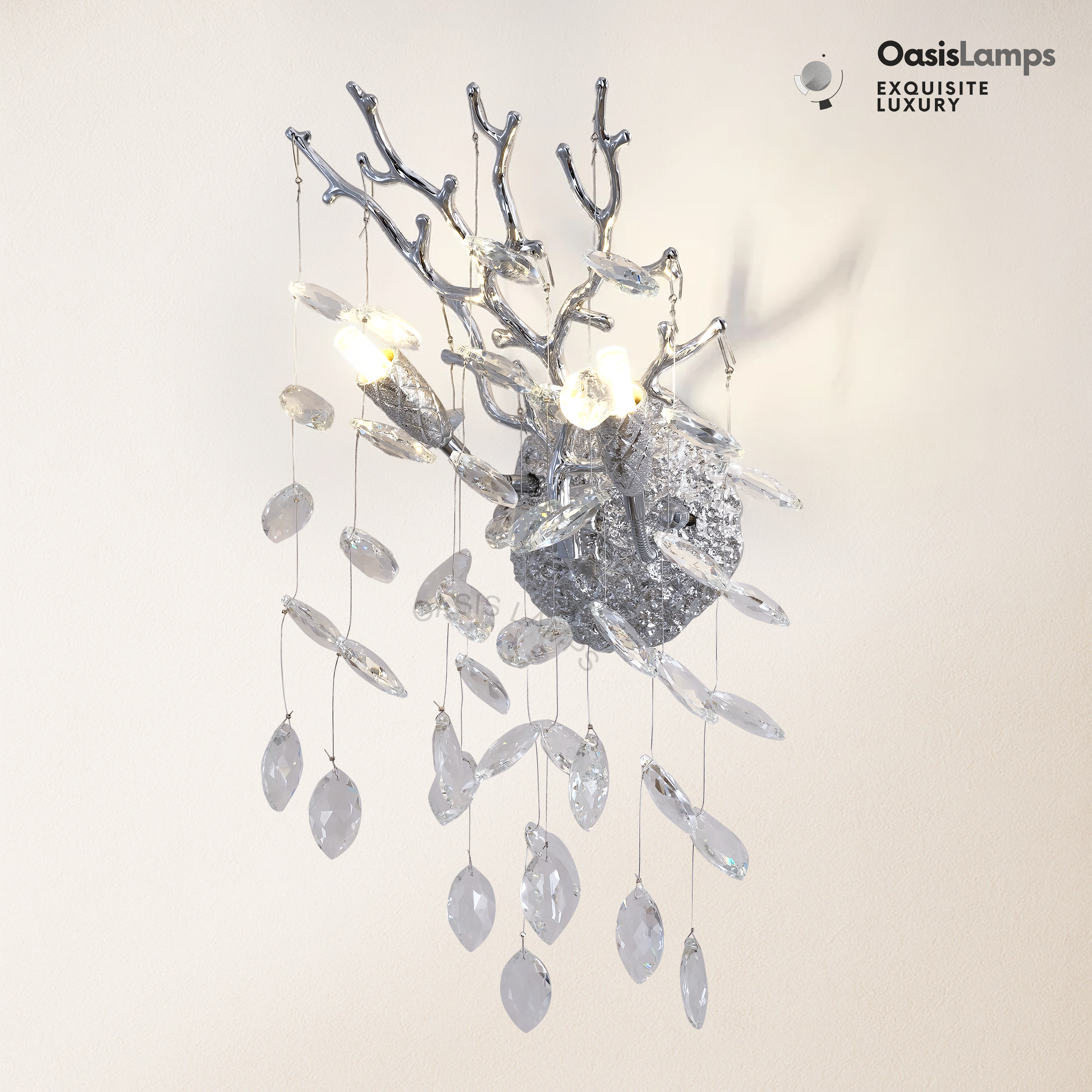 Frostleaf Crystal Gold/Silver Wall Sconce 10"H#Color_Silver