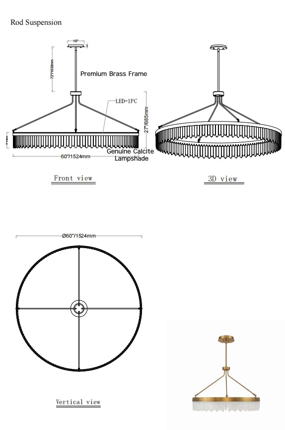 Calcite Round Chandelier Custom 60"-ROD