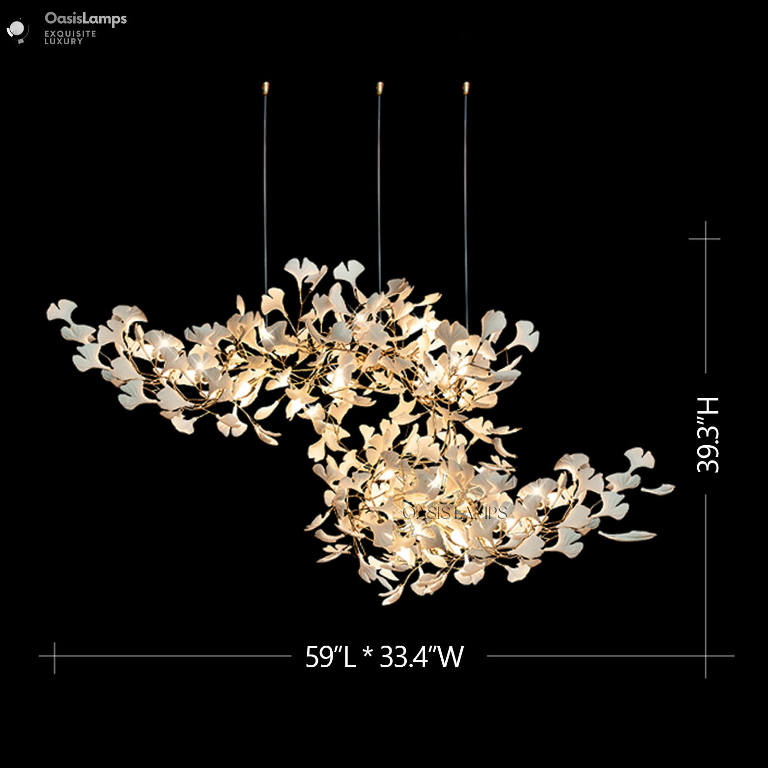 Ceramic Ginkgo Luxury Bloomwave Length Chandelier L59" L108" L118" L130"#size_L59" * W33.4" * H39.3"