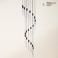 Nova Cascade Modern LED High Ceiling Chandelier 20'' 24''D#Light Number_20-Light Black