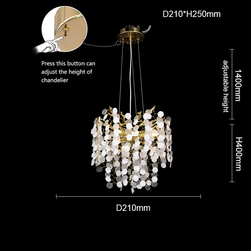 Sunniva Gold Blossom Crystal Round Branch Pendant Light