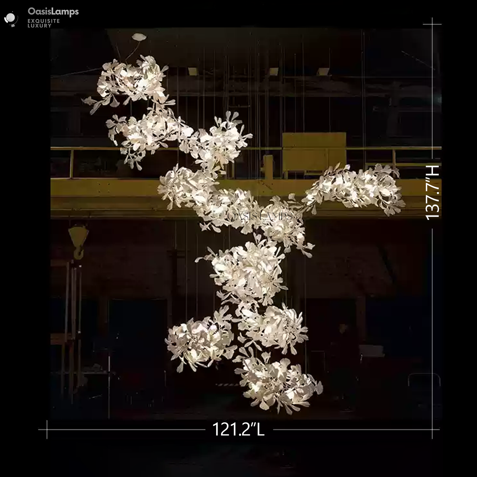 Ceramic Ginkgo Luxury Vertical Bloomfall Chandelier 59" 78" 105" 118" 137" 153"H#size_137"